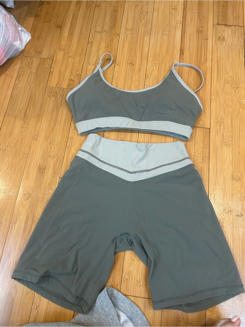 NVGTN Two-Piece Active Set in Sage and Light Green Trim